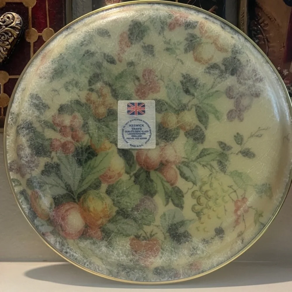 KESWICK Fiberglass Vintage Serving‎ Tray Made In England  FLORAL